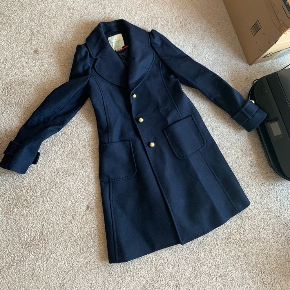 Kate spade wool jacket size 4 navy like new
